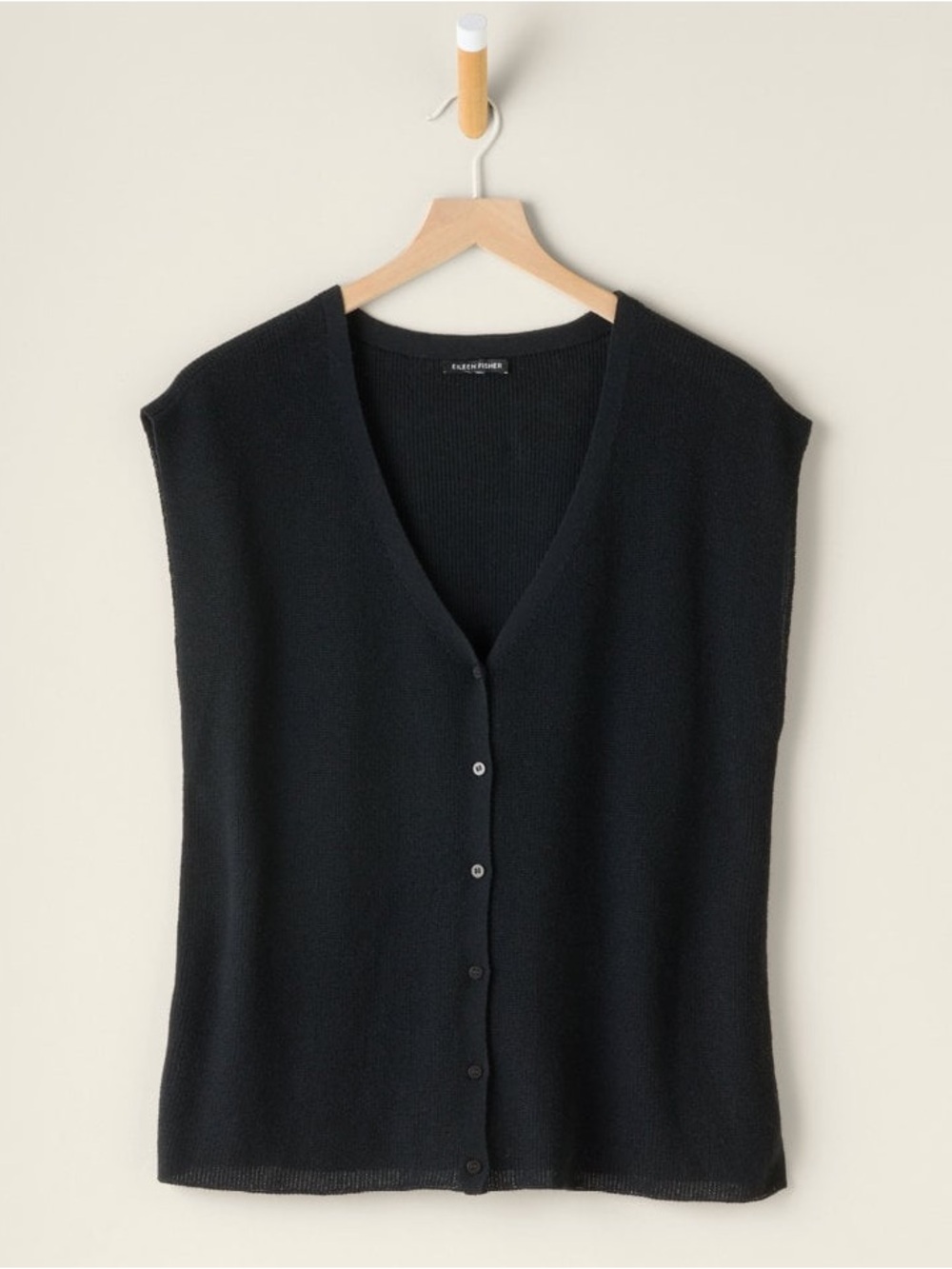 -EILEEN FISHER Peruvian-Organic-Cotton V-Neck Sweater Vest